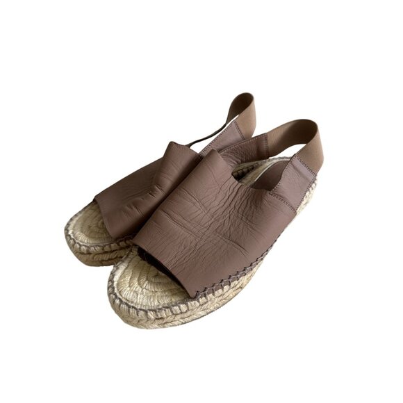 PALOMITAS Paloma Barcelo Taupe Leather Espadrilles Flats Size 38 - Picture 4 of 9